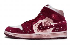 Jordan Air 1 811 Manufacturing, Velvet Rose Mid top Vintage Basketball Shoes Women's Red White Pink