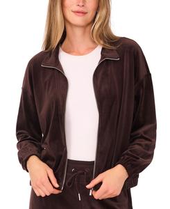 Женская велюровая куртка с воротником-стойкой на молнии спереди Vince Camuto, Cocoa