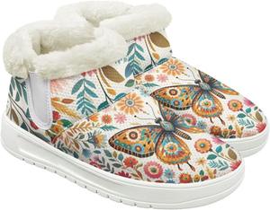 Зимние женские сапоги с утеплителем, с внутренней подкладкой из фланели, удобные легкие повседневные уличные ботинки для прогулок Hechitok, Boho Butterfly