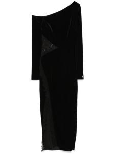 NISSA бархатное платье миди с кружевом, черный