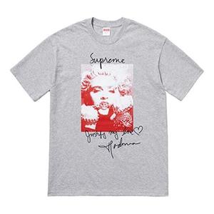 Футболка fw18 madonna tee heather grey printing short sleeve gray Supreme, серый