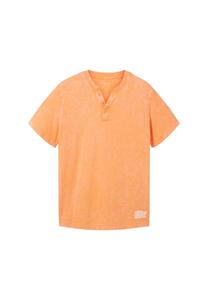 Футболка с коротким рукавом воротником-хенли и эффектом потертости Tom Tailor, оранжевый