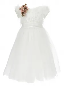 Платье с цветочной аппликацией Monnalisa, белый