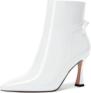 Женские ботильоны SKYSTERRY на молнии с острым носком, высокими каблуками и наружной отделкой, 3,3 дюйма, White