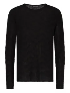 Шерстяной свитер в рубчик Emporio Armani, черный