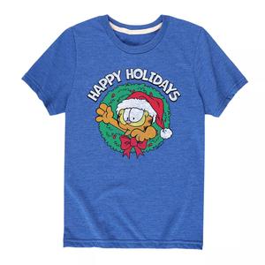Футболка с рисунком Garfield Happy Holidays для мальчиков 8–20 лет Licensed Character, синий