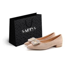 SAFIYA Женские черные кожаные туфли-лодочки с абрикосовым оттенком, цвет Apricot