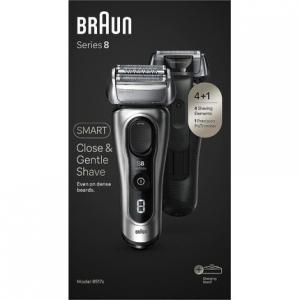 Мужская электробритва Braun Series 8 с прецизионным триммером для длинных волос, подставка для зарядки, электробритва для сухой и влажной уборки, время работы 60 минут, серебро
