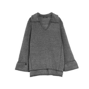 ELLE Трикотажный кардиган Women's Dark Gray Lapel Moderate
