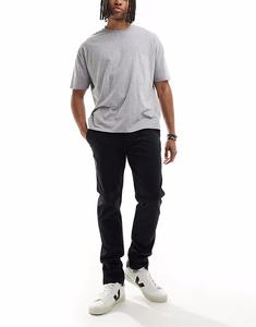 Потертые хлопковые брюки-чинос «castello» облегающего кроя с эластичной отделкой черного цвета Threadbare