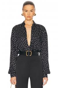 Блуза в горошек на пуговицах Alexandre Vauthier, Black