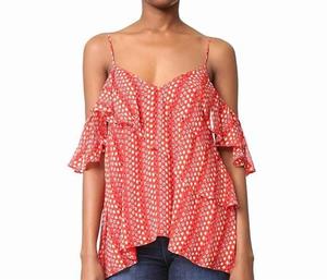 Женский шелковый топ-комбинезон Chiara с цветочным принтом красного цвета Tanya Taylor