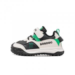 Нескользящие, износостойкие, теплые, антиударные, низкие детские кроссовки для повседневной носки. Для детей 3–7 лет. BOBDOG, черный/зеленый