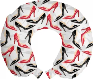 Подушка для шеи ABAKUHAUS, красно-черная, туфли на шпильках, дорожный аксессуар из пеноматериала для самолета и автомобиля, 30 x 30 см, цвет алый, черный, бежевый Abakuhaus