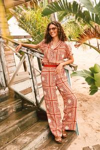 Брюки-палаццо FatFace с шарфовым принтом Fat Face