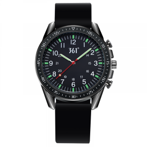 361° Часы мужские с кварцевым механизмом и силиконовым ремешком, черный циферблат