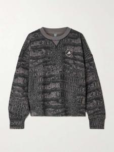 Толстовка из органического хлопкового трикотажа с принтом «крокодил» Adidas By Stella Mccartney, черный