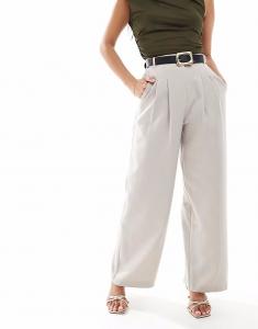 Широкие брюки Miss Selfridge Petite, приталенные в бежевую полоску