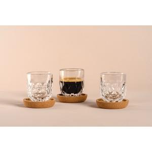 Набор стаканов Espresso-Set GOCCE, 90 мл, 6 предметов 3 стакана с различным рельефом капли, включая пробковую подставку Leonardo, прозрачный