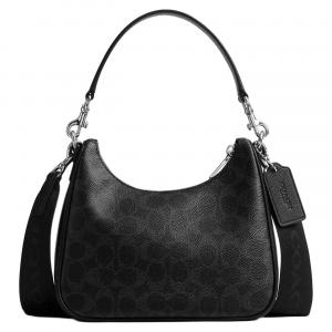 Подписная сумка Hobo из прорезиненного хлопка, наплечная сумка, маленькая женская сумка-кроссбоди черная серая COACH, Set (Bag+Dust Bag)