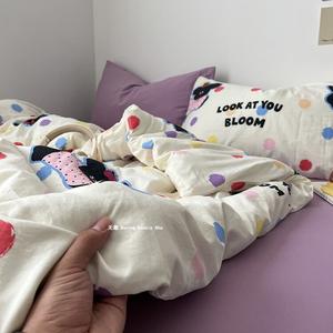 Muji Комплект постельного белья из хлопка (простыня на резинке 120 см, пододеяльник 150х200 см), цвет Polka Dog, категория A