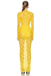 Длинное платье-колонна с рукавами на бретелях Alex Perry, Yellow