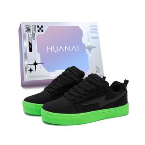 HUANAI Износостойкие низкие кроссовки для скейтбординга унисекс неоново-зеленого и черного цветов