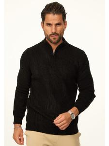 CARISMA Вязаный свитер - мягкий свитер крупной вязки Troyer для мужчин, черный