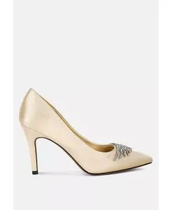 Туфли-лодочки из сатина с брошью Rhodolia Diamante Rag & Co, золотой