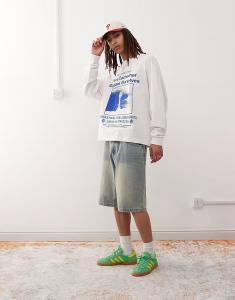 Футболка с длинным рукавом с графикой спереди и сзади Collusion, белый