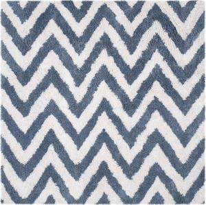 Ковер SAFAVIEH, 214 x 214 см, коллекции Chevron Shag — Ivory & Blue, ручной работы, идеален для помещений с высокой проходимостью в гостиной, спальне (SG250A)