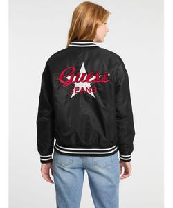 Куртка, верхняя одежда (женская), куртка-бомбер Guess Jeans, цвет Black (Jblk)