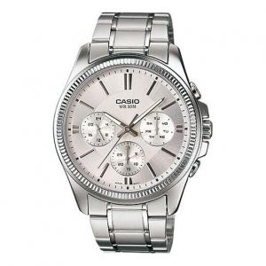 Часы CASIO Waterproof Stainless Steel Strap Quartz Mens White Analog, белый