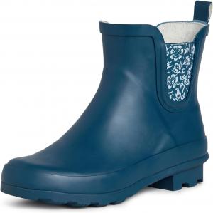 Женские резиновые дождевые сапоги Laura Ashley средней высоты до щиколотки, легкие водонепроницаемые ботинки для женщин, Floral Denim