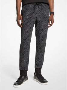 Джоггеры из хлопкового микса с принтом и фирменным логотипом Michael Kors, черный