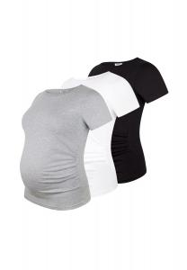 Комплект из 3 рубашек для беременных, однотонная одежда для беременных, однотонная M.M.C., цвет Schwarz Wei_ Hellgrau