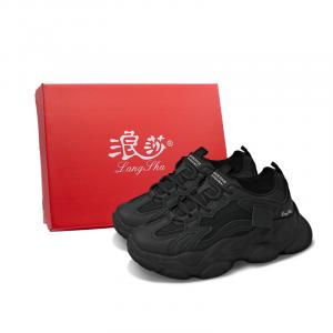 Lanza Антискользящие и износостойкие массивные низкие кроссовки для женщин с балансирующим эффектом для увеличения роста - черные, цвет Black