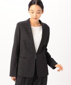 Куртка без воротника из меланжевого трикотажа и нейлона с вискозным наполнителем