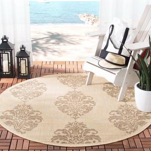 Ковер SAFAVIEH, 161 x 161 см, Courtyard Collection Round Natural / Brown CY2720 для помещений и улицы, водонепроницаемый, легко чистится, для патио, заднего двора, прихожей