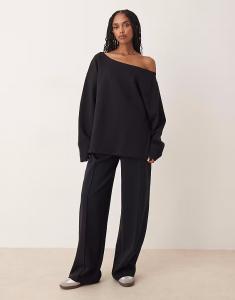 Широкие брюки из джерси черного цвета Asos Design