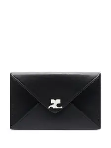 Кожаный картхолдер Courrèges, черный