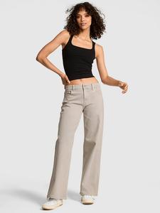 Джинсы Denim by pink со средней посадкой и широкими штанинами Pink, silver lining grey pinstripe