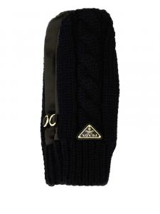 Перчатки Prada с эмалированным треугольным логотипом, черный