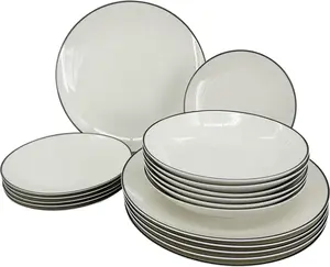 Набор столовых приборов Linea Black из 18 предметов, черная линия by inspire