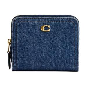 COACH Миниатюрный женский кошелек из денима и телячьей кожи синий, Blue