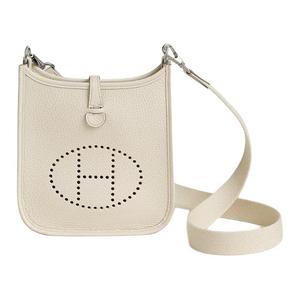 HERMES Сумка кроссбоди Evelyne из телячьей кожи мини женская меловая белая