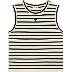 Топ с логотипом и полосками CELINE, белый