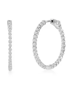 Серьги-Кольца с фианитами внутри и снаружи, покрытые золотом, диаметром 30 мм Simona, silver