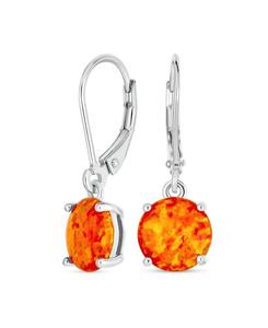 Круглые серьги-подвески с искусственным опалом, застежка-рычаг, серебро 925 пробы, 8 мм Bling Jewelry, Silver orange
