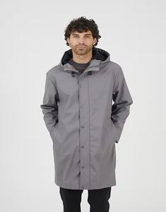 Прорезиненная куртка-парка с капюшоном серого цвета Brave Soul